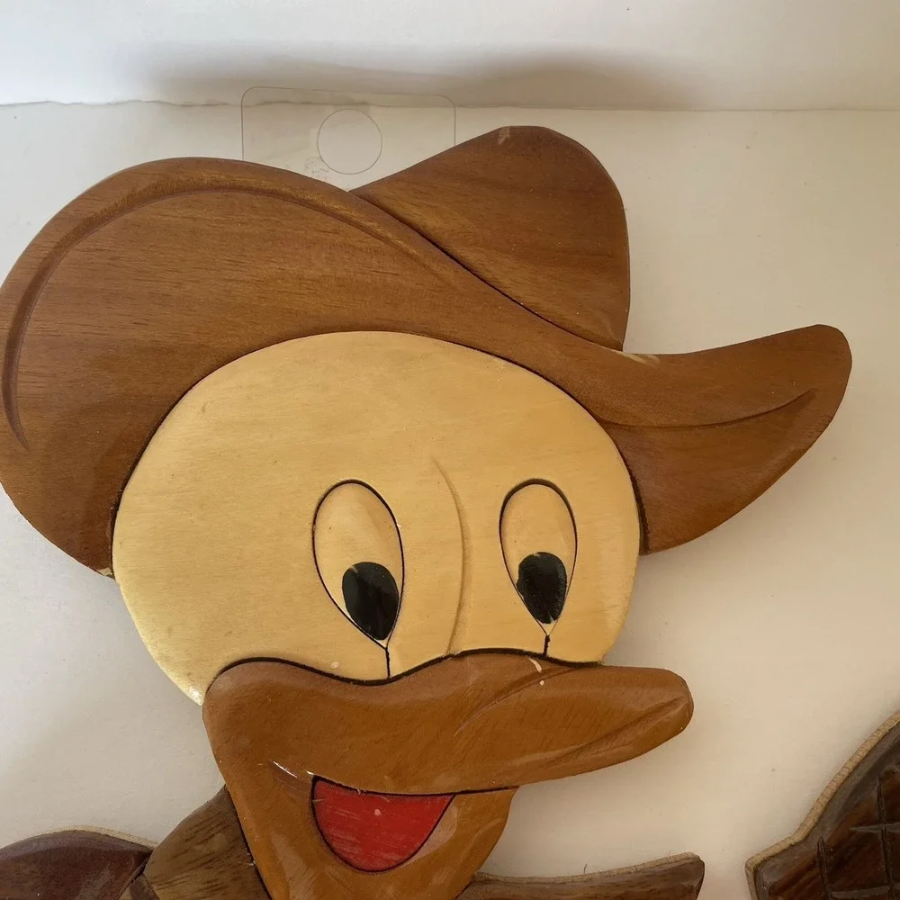 Vtg Donald Duck Intarsia Wood Carving Disney‎ Wall Art
